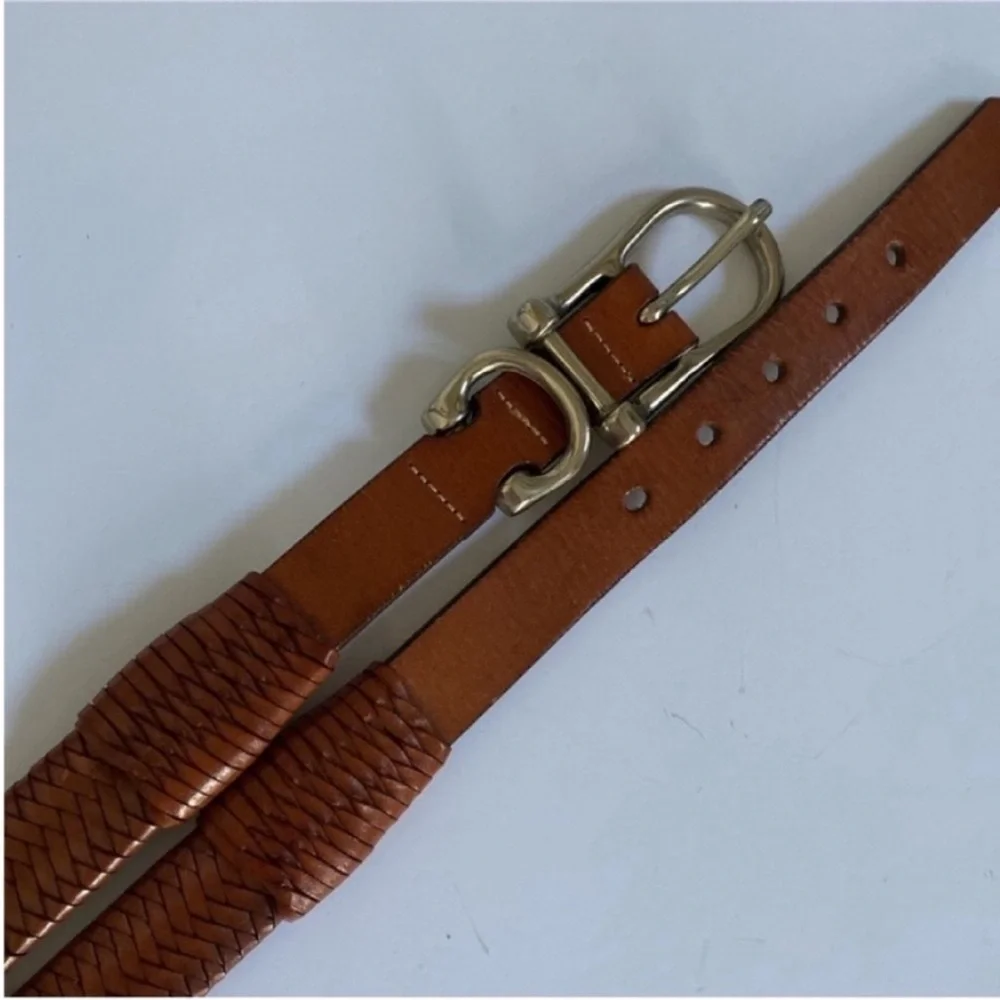 Willis and Geiger Belt Brown Leather Woven Braided Horse Bit Buckle Size 42